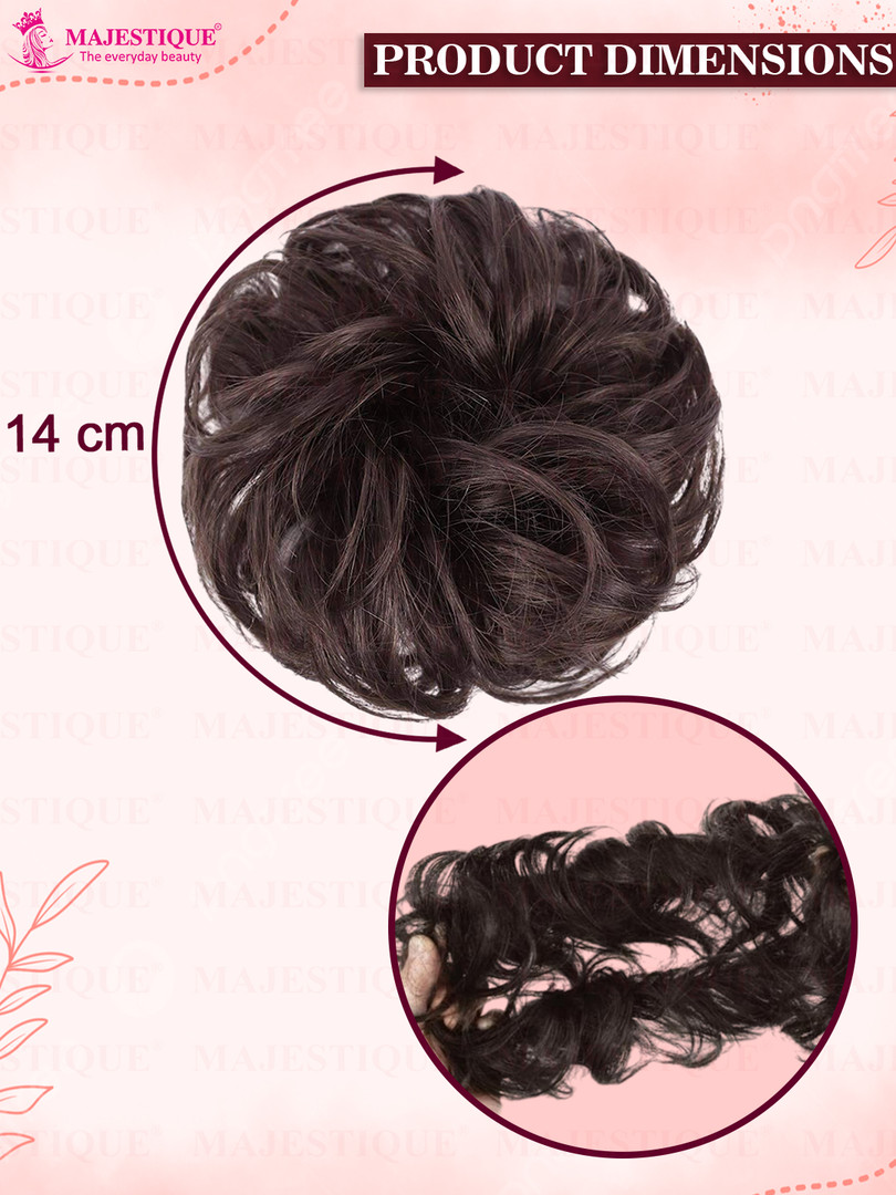 MAJESTIQUE Majestique Set of 1 Brown Messy Bun Artificial Hair Scrunchie with Elastic Rubber Band